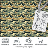 Vintage Ocean Waves Japanese Style Seamless Pattern Digital Print Fabric by the Metre UK Sewing Quilting Textile