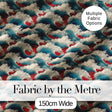 Japanese Ocean Waves with Red Accents Seamless Pattern Digital Print Fabric by the Metre UK Sewing Quilting Textile