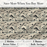 Vintage Neutral Japanese Wave Pattern Seamless Design Digital Print Fabric by the Metre UK Sewing Quilting Textile