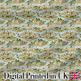 Mediterranean Coastal Town Scenic Seamless Pattern Digital Print Fabric by the Metre UK Sewing Quilting Textile