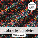 Colorful Anime Girls with Floral Garden Seamless Pattern Digital Print Fabric by the Metre UK Sewing Quilting Textile
