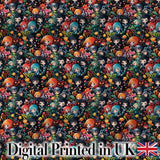 Colorful Anime Girls with Floral Garden Seamless Pattern Digital Print Fabric by the Metre UK Sewing Quilting Textile