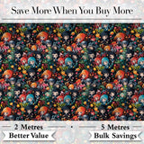 Colorful Anime Girls with Floral Garden Seamless Pattern Digital Print Fabric by the Metre UK Sewing Quilting Textile