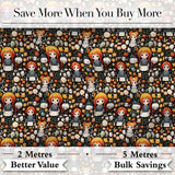 Chibi Orange Haired Girl Forest Animal Seamless Pattern Art Digital Print Fabric by the Metre UK Sewing Quilting Textile