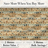 Ancient Desert Village Scenic Landscape Seamless Pattern Art Digital Print Fabric by the Metre UK Sewing Quilting Textile
