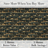 Night City Skyline Illustration Gold Detail Seamless Pattern Art Digital Print Fabric by the Metre UK Sewing Quilting Textile
