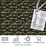 Night City Skyline Illustration Gold Detail Seamless Pattern Art Digital Print Fabric by the Metre UK Sewing Quilting Textile