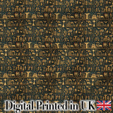 Ancient Hieroglyphics Symbols Decorative Seamless Pattern Art Digital Print Fabric by the Metre UK Sewing Quilting Textile