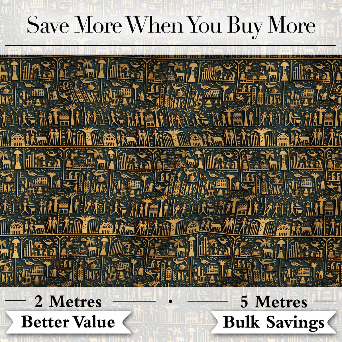 Ancient Hieroglyphics Symbols Decorative Seamless Pattern Art Digital Print Fabric by the Metre UK Sewing Quilting Textile
