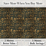 Ancient Hieroglyphics Symbols Decorative Seamless Pattern Art Digital Print Fabric by the Metre UK Sewing Quilting Textile