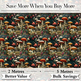 Botanical Mushroom Garden Nature Seamless Pattern Digital Print Fabric by the Metre UK Sewing Quilting Textile