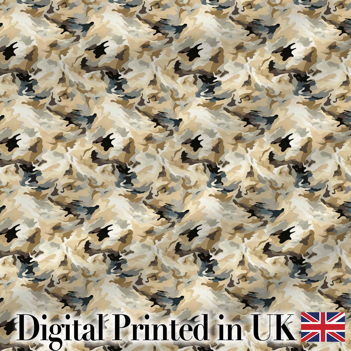 Neutral Camouflage Texture Organic Seamless Pattern Digital Print Fabric by the Metre UK Sewing Quilting Textile