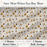 Cute Cartoon Owls Leaves Nature Seamless Pattern Digital Print Fabric by the Metre UK Sewing Quilting Textile