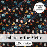 Cute Owl Birds Decorative Leaves Seamless Pattern Digital Print Fabric by the Metre UK Sewing Quilting Textile