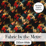 Tropical Macaw Parrot Birds Flowers Seamless Pattern Digital Print Fabric by the Metre UK Sewing Quilting Textile