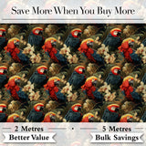 Tropical Macaw Parrot Birds Flowers Seamless Pattern Digital Print Fabric by the Metre UK Sewing Quilting Textile