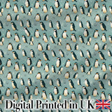 Cute Penguin Birds Arctic Nature Seamless Pattern Digital Print Fabric by the Metre UK Sewing Quilting Textile