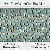 Cute Penguin Birds Arctic Nature Seamless Pattern Digital Print Fabric by the Metre UK Sewing Quilting Textile