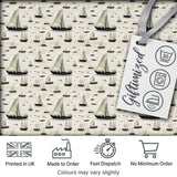 Vintage Sailing Boats Ocean Seamless Pattern Digital Print Fabric by the Metre UK Sewing Quilting Textile