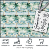 Vintage Sailing Boats Ocean Waves Seamless Pattern Digital Print Fabric by the Metre UK Sewing Quilting Textile