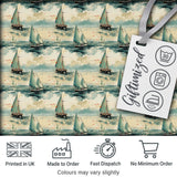 Classic Sailboats Sea Painting Style Seamless Pattern Digital Print Fabric by the Metre UK Sewing Quilting Textile