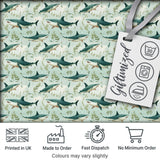 Cute Sharks Ocean Seaweed Seamless Pattern Digital Print Fabric by the Metre UK Sewing Quilting Textile