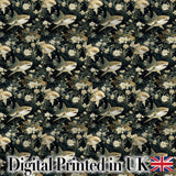 Vintage Sharks Dark Floral Seamless Pattern Digital Print Fabric by the Metre UK Sewing Quilting Textile