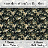 Vintage Sharks Dark Floral Seamless Pattern Digital Print Fabric by the Metre UK Sewing Quilting Textile