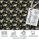 Vintage Sharks Dark Floral Seamless Pattern Digital Print Fabric by the Metre UK Sewing Quilting Textile