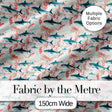 Sharks Red Seaweed Ocean Seamless Pattern Digital Print Fabric by the Metre UK Sewing Quilting Textile