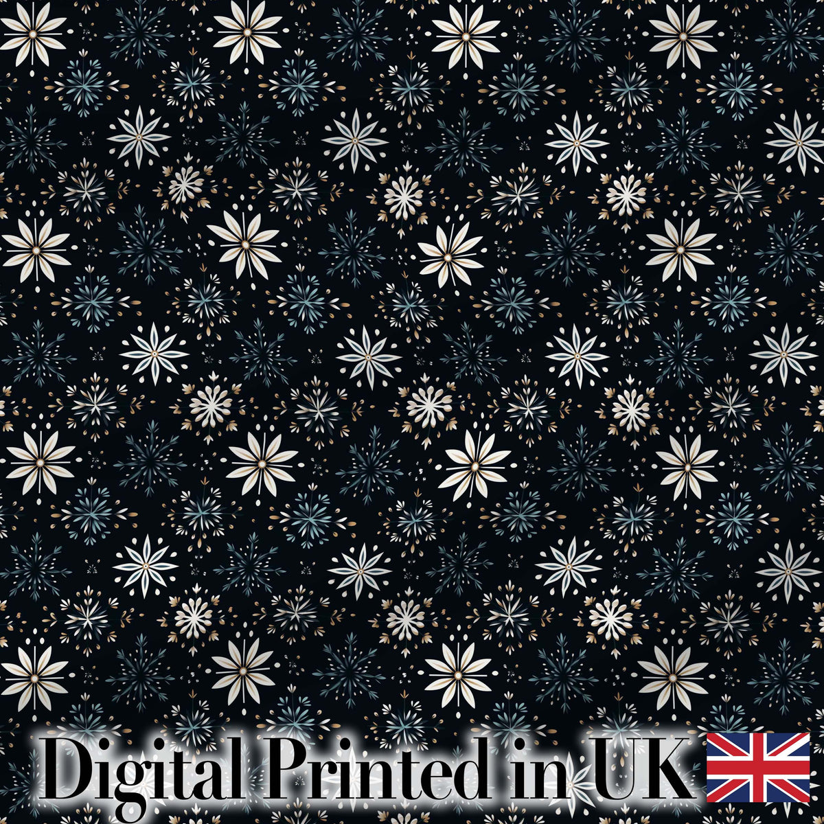 Elegant White Floral Starburst Seamless Pattern Digital Print Fabric by the Metre UK Sewing Quilting Textile