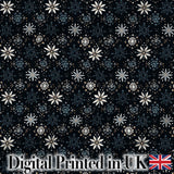 Elegant White Floral Starburst Seamless Pattern Digital Print Fabric by the Metre UK Sewing Quilting Textile