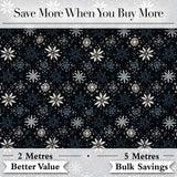 Elegant White Floral Starburst Seamless Pattern Digital Print Fabric by the Metre UK Sewing Quilting Textile