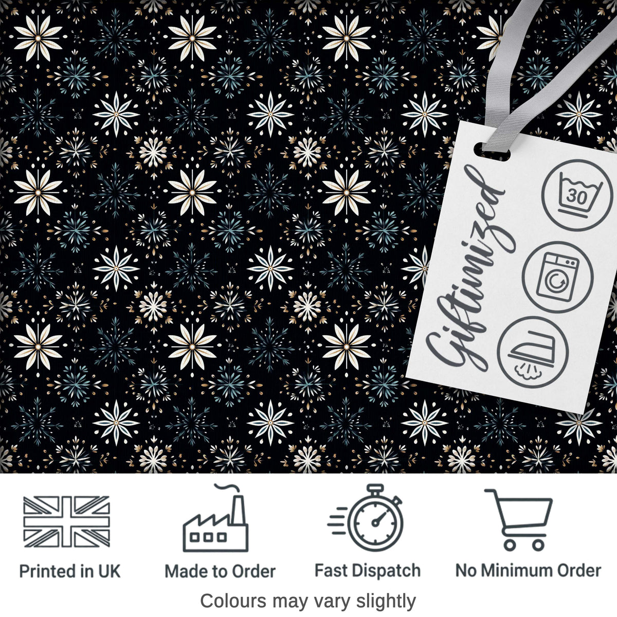Elegant White Floral Starburst Seamless Pattern Digital Print Fabric by the Metre UK Sewing Quilting Textile