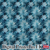 Frosted Blue Leaves Winter Seamless Pattern Digital Print Fabric by the Metre UK Sewing Quilting Textile
