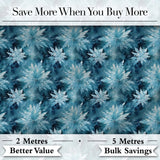 Frosted Blue Leaves Winter Seamless Pattern Digital Print Fabric by the Metre UK Sewing Quilting Textile