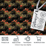 Black Swan Red Flowers Nature Seamless Pattern Digital Print Fabric by the Metre UK Sewing Quilting Textile