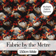 Elegant White Swan with Red Floral Garden Seamless Pattern Digital Print Fabric by the Metre UK Sewing Quilting Textile