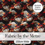 Elegant White Swan with Red Floral Garden Seamless Pattern Digital Print Fabric by the Metre UK Sewing Quilting Textile