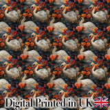 Elegant White Swan with Red Floral Garden Seamless Pattern Digital Print Fabric by the Metre UK Sewing Quilting Textile