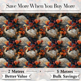 Elegant White Swan with Red Floral Garden Seamless Pattern Digital Print Fabric by the Metre UK Sewing Quilting Textile