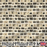 Vintage Camera Collection  Photography Seamless Pattern Digital Print Fabric by the Metre UK Sewing Quilting Textile