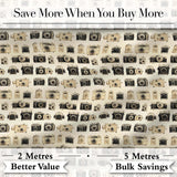 Vintage Camera Collection  Photography Seamless Pattern Digital Print Fabric by the Metre UK Sewing Quilting Textile