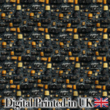 Classic Camera and Film Accessories Dark Seamless Pattern Digital Print Fabric by the Metre UK Sewing Quilting Textile