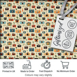 Colorful  Cameras with Leaves Seamless Pattern Digital Print Fabric by the Metre UK Sewing Quilting Textile