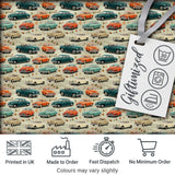 Colorful Classic Cars with Floral Detail Seamless Pattern Digital Print Fabric by the Metre UK Sewing Quilting Textile