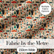 Mid Century Fashion People Cars Abstract Seamless Pattern Digital Print Fabric by the Metre UK Sewing Quilting Textile
