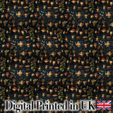 Dark Botanical Tea Coffee Herbs Vintage Seamless Pattern Digital Print Fabric by the Metre UK Sewing Quilting Textile