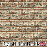 Vintage Kitchen Shelves Utensils Appliances Seamless Pattern Digital Print Fabric by the Metre UK Sewing Quilting Textile