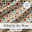 Floral Tea Cups Vintage Botanical Garden Seamless Pattern Digital Print Fabric by the Metre UK Sewing Quilting Textile